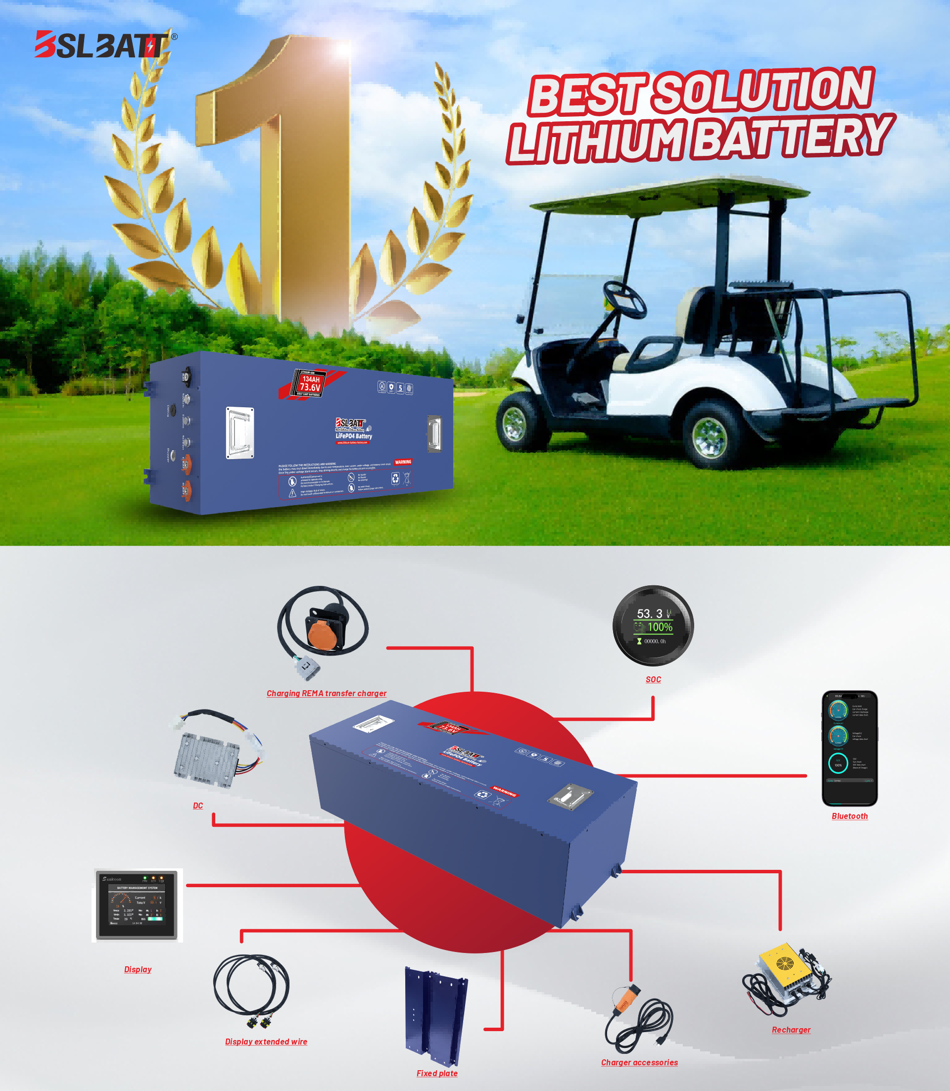 72v 130Ah lithium golf cart batteries