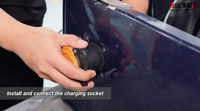 Install and connect the charging socket